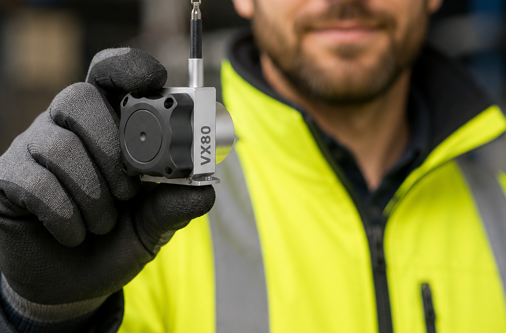 How can draw wire encoders help monitor moving parts in construction machinery? 